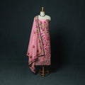Pink - Hand Embroidered Chanderi Silk 3pc Unstitched Dress Material 41