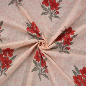 Handwoven Merino Wool Floral Hand Block Sanganeri Print Fabric 05