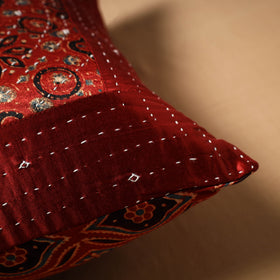 Kutch Tagai Patchwork Ajrakh Mashru Silk Cushion Cover (16 x 16 in) 01
