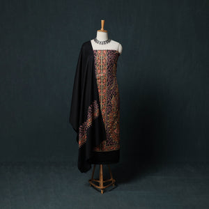 Multicolor - 3pc Heavy Chain Stitch Embroidered Wool Unstitched Dress Material Suit Set 85