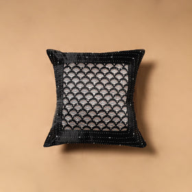 Kutch Tagai Patchwork Ajrakh Mashru Silk Cushion Cover (16 x 16 in) 04