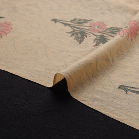 Handwoven Merino Wool Floral Hand Block Sanganeri Print Fabric 03
