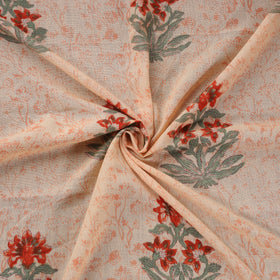Handwoven Merino Wool Floral Hand Block Sanganeri Print Fabric 02