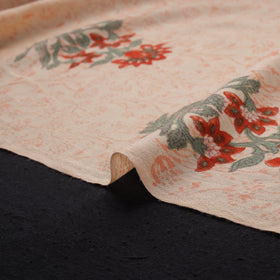Handwoven Merino Wool Floral Hand Block Sanganeri Print Fabric 02