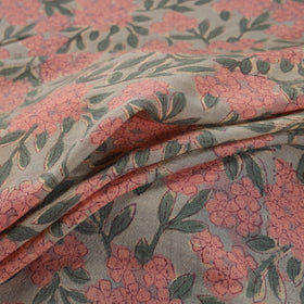 Handwoven Merino Wool Floral Hand Block Sanganeri Print Fabric 01