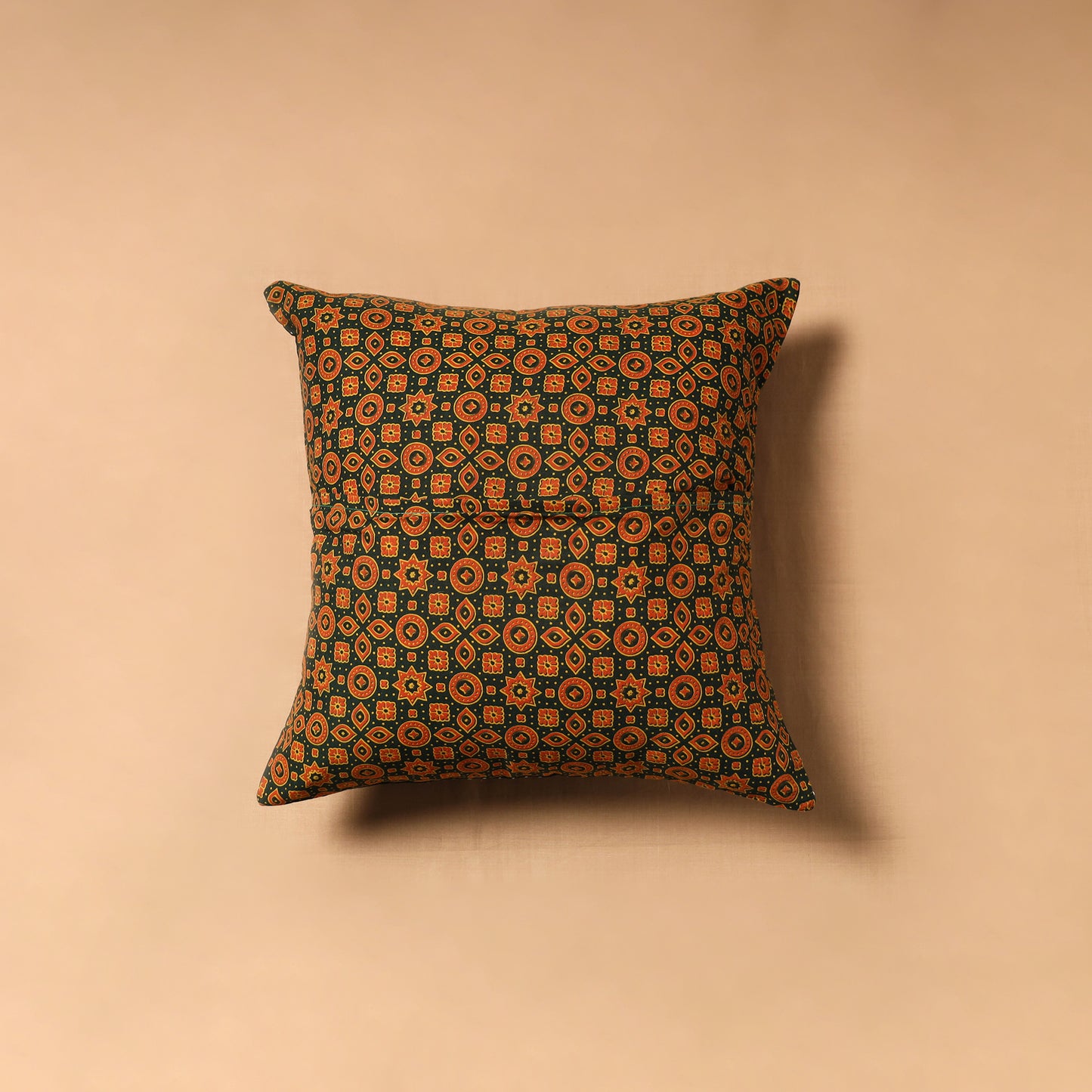 Kutch Tagai Patchwork Ajrakh Mashru Silk Cushion Cover (16 x 16 in) 07