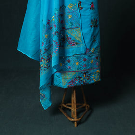 Blue - Hand Embroidered Cotton 3pc Unstitched Dress Material 43