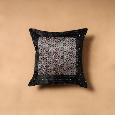 Kutch Tagai Patchwork Ajrakh Mashru Silk Cushion Cover (16 x 16 in) 08