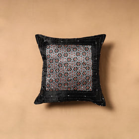 Kutch Tagai Patchwork Ajrakh Mashru Silk Cushion Cover (16 x 16 in) 08