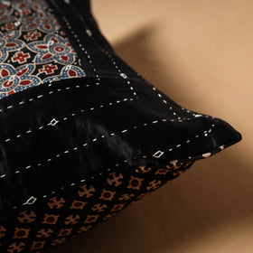 Kutch Tagai Patchwork Ajrakh Mashru Silk Cushion Cover (16 x 16 in) 08