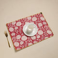  Hand Embroidered Floral Cotton Reversible Red Table Mat