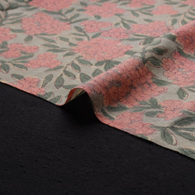 Handwoven Merino Wool Floral Hand Block Sanganeri Print Fabric 01