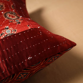 Kutch Tagai Patchwork Ajrakh Mashru Silk Cushion Cover (16 x 16 in) 09