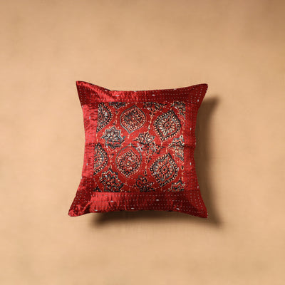 Kutch Tagai Patchwork Ajrakh Mashru Silk Cushion Cover (16 x 16 in) 10