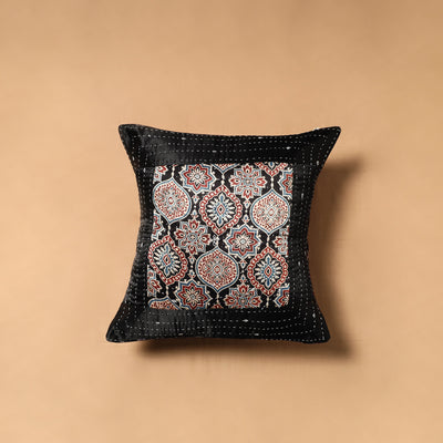 Kutch Tagai Patchwork Ajrakh Mashru Silk Cushion Cover (16 x 16 in) 11