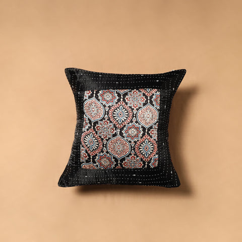 Kutch Tagai Patchwork Ajrakh Mashru Silk Cushion Cover (16 x 16 in) 11