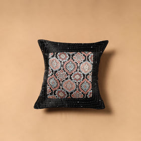 Kutch Tagai Patchwork Ajrakh Mashru Silk Cushion Cover (16 x 16 in) 11