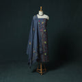 Blue - Hand Embroidered Cotton 3pc Unstitched Dress Material 46