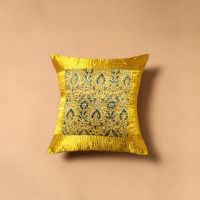Kutch Tagai Patchwork Ajrakh Mashru Silk Cushion Cover (16 x 16 in) 13