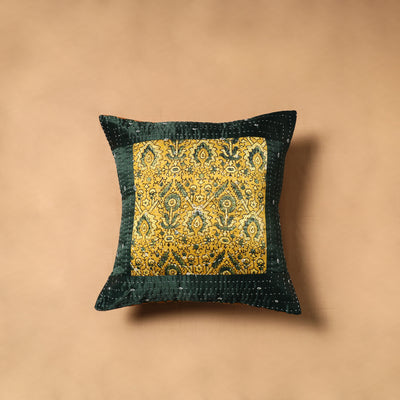 Kutch Tagai Patchwork Ajrakh Mashru Silk Cushion Cover (16 x 16 in) 14