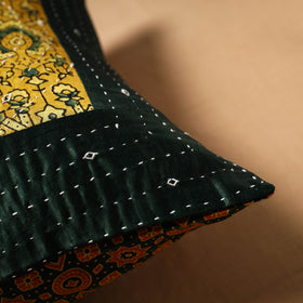 Kutch Tagai Patchwork Ajrakh Mashru Silk Cushion Cover (16 x 16 in) 14