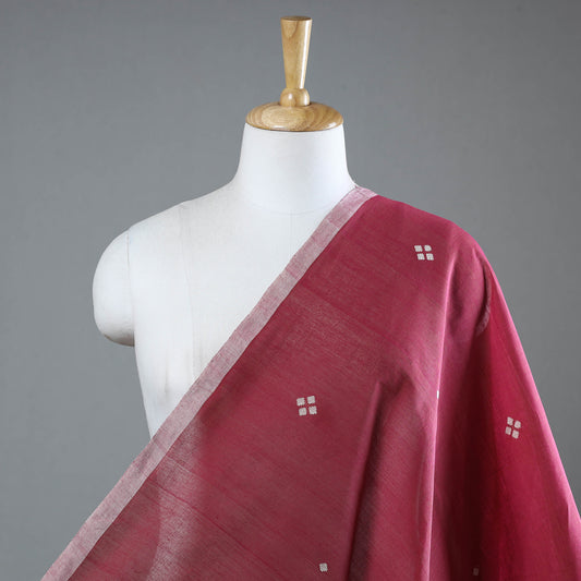 Maroon - Srikakulam Jamdani Buti Pure Handloom Cotton Fabric 18