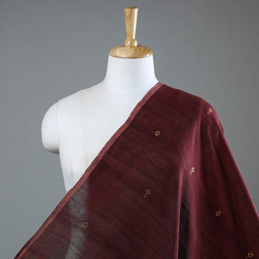 Maroon - Srikakulam Jamdani Buti Pure Handloom Cotton Fabric 12