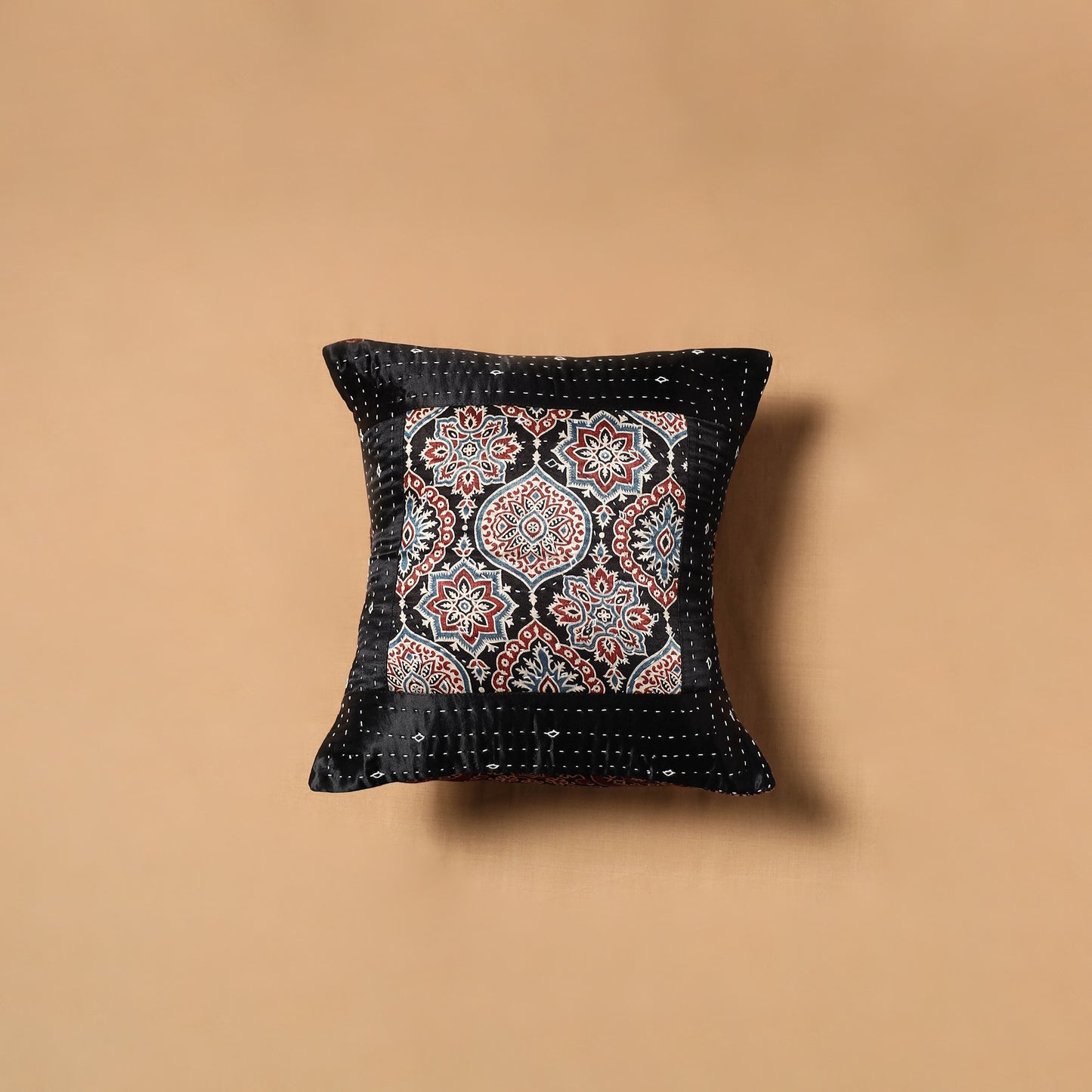 Kutch Tagai Patchwork Ajrakh Mashru Silk Cushion Cover (12 x 12 in) 17