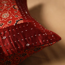 Kutch Tagai Patchwork Ajrakh Mashru Silk Cushion Cover (12 x 12 in) 16