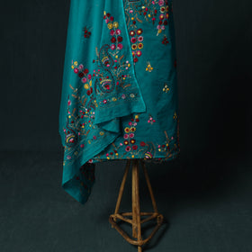 Blue - Hand Embroidered Cotton 3pc Unstitched Dress Material 49