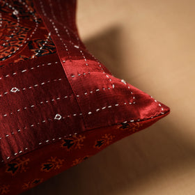 Kutch Tagai Patchwork Ajrakh Mashru Silk Cushion Cover (12 x 12 in) 18