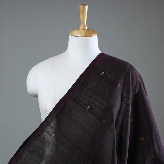 Brown - Srikakulam Jamdani Buti Pure Handloom Cotton Fabric 05