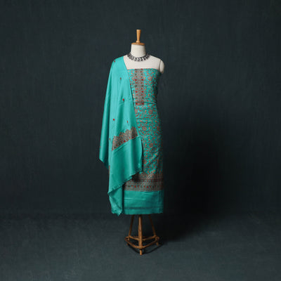 3pc Heavy Embroidered Wool Unstitched Dress Material Suit Set 46