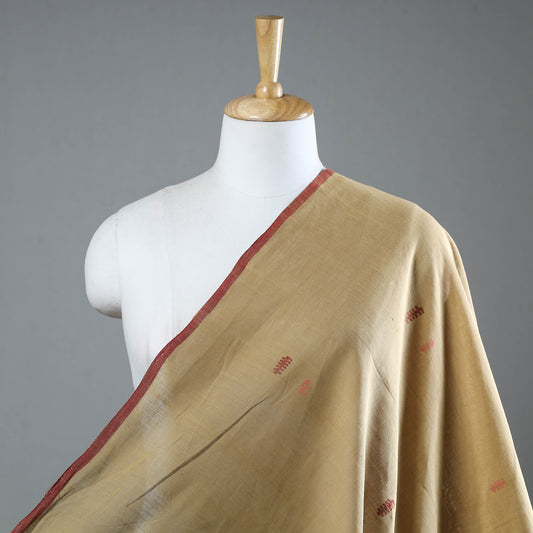 Brown - Srikakulam Jamdani Buti Pure Handloom Cotton Fabric 02