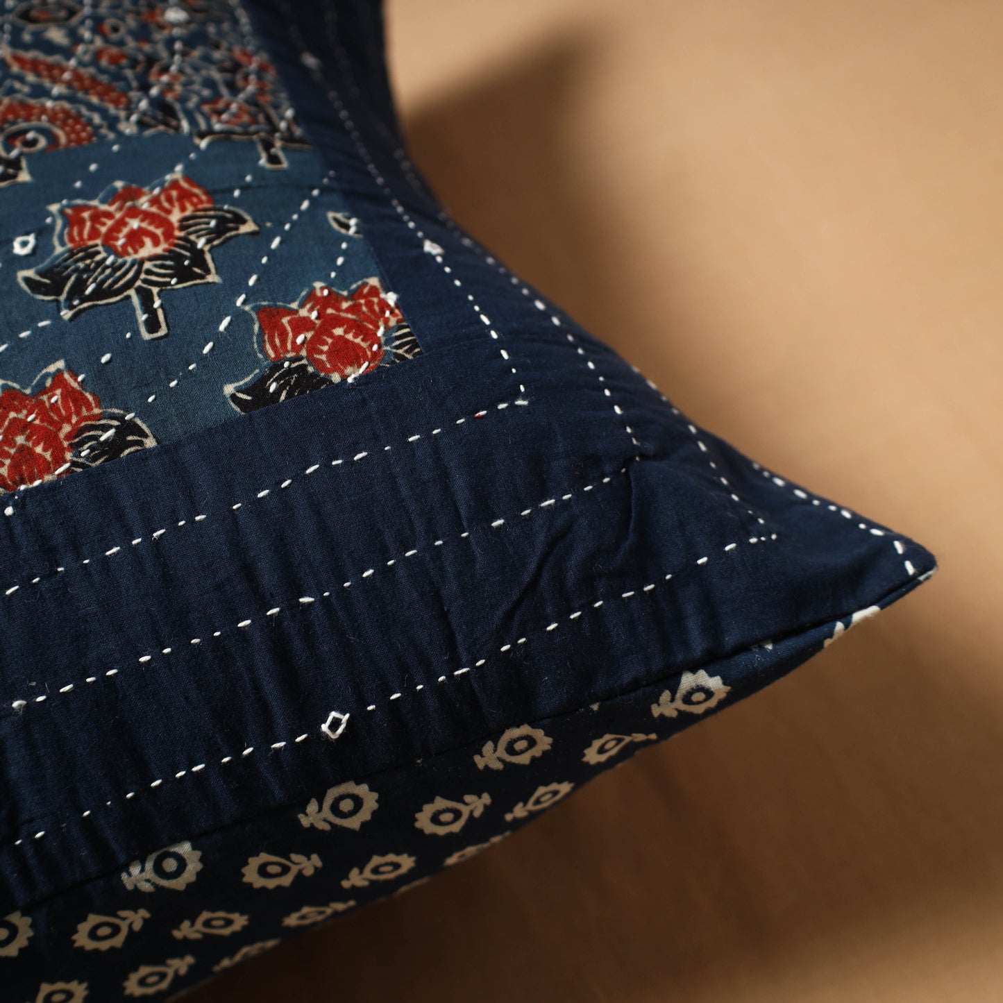 Kutch Tagai Patchwork Ajrakh Cotton Cushion Cover (16 x 16 in) 20