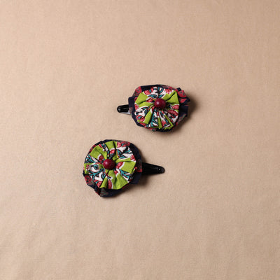 Black Metal Tik-tak Flower Hair Clips (set of 2) 114