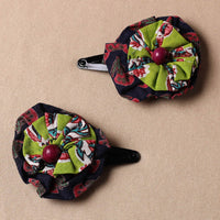 Black Metal Tik-tak Flower Hair Clips (set of 2) 114