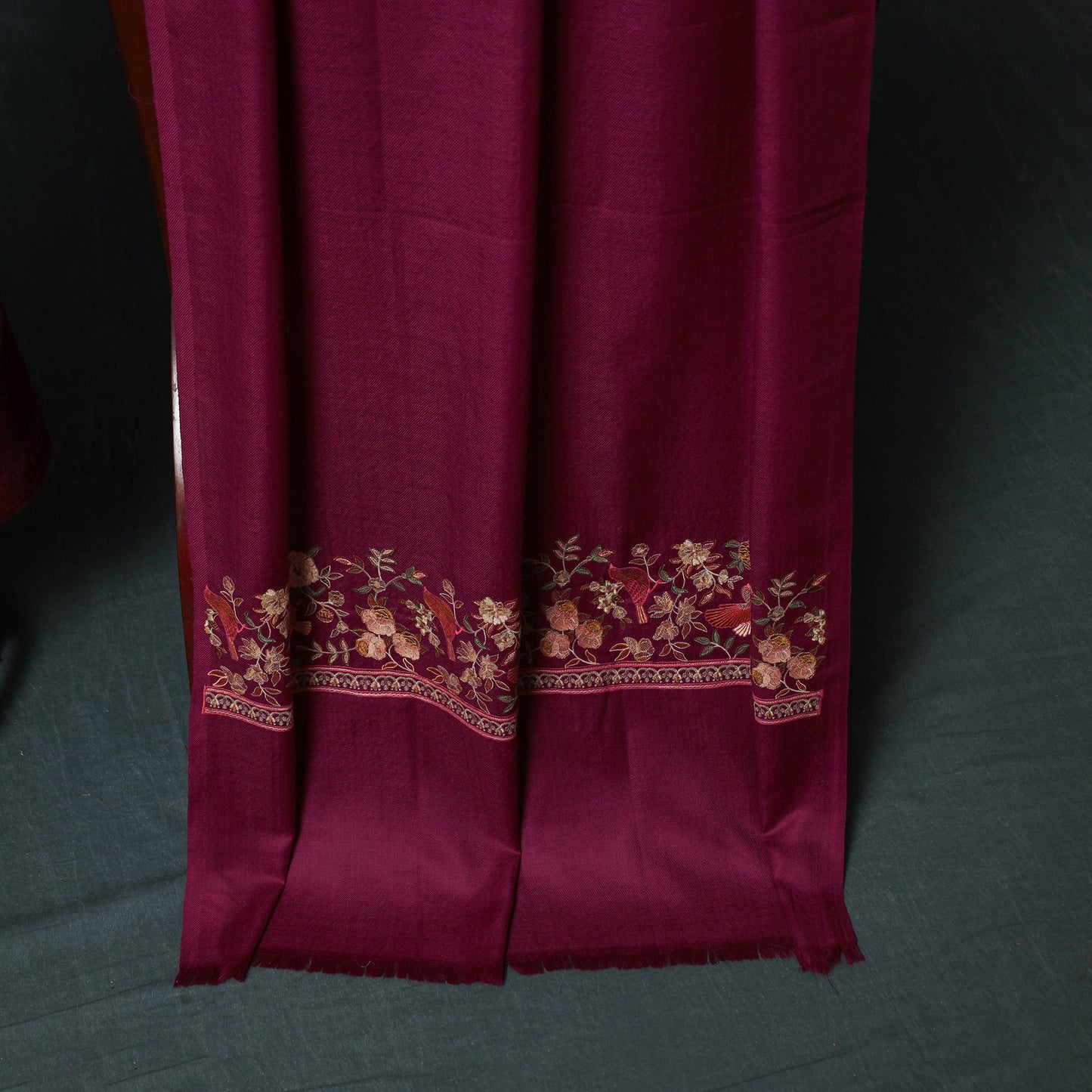 3pc Heavy Embroidered Wool Unstitched Dress Material Suit Set 48
