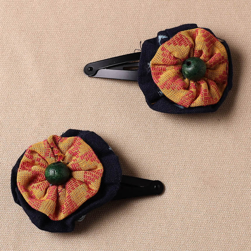 Black Metal Tik-tak Flower Hair Clips (set of 2) 115