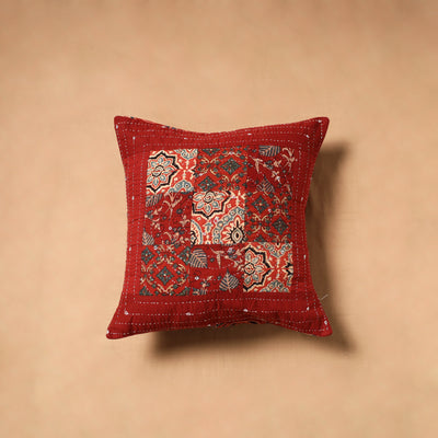 Kutch Tagai Patchwork Ajrakh Cotton Cushion Cover (16 x 16 in) 22