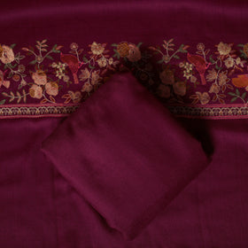 3pc Heavy Embroidered Wool Unstitched Dress Material Suit Set 48