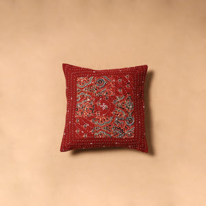 Red - Kutch Tagai Patchwork Ajrakh Cotton Cushion Cover (12 x 12 in) 23