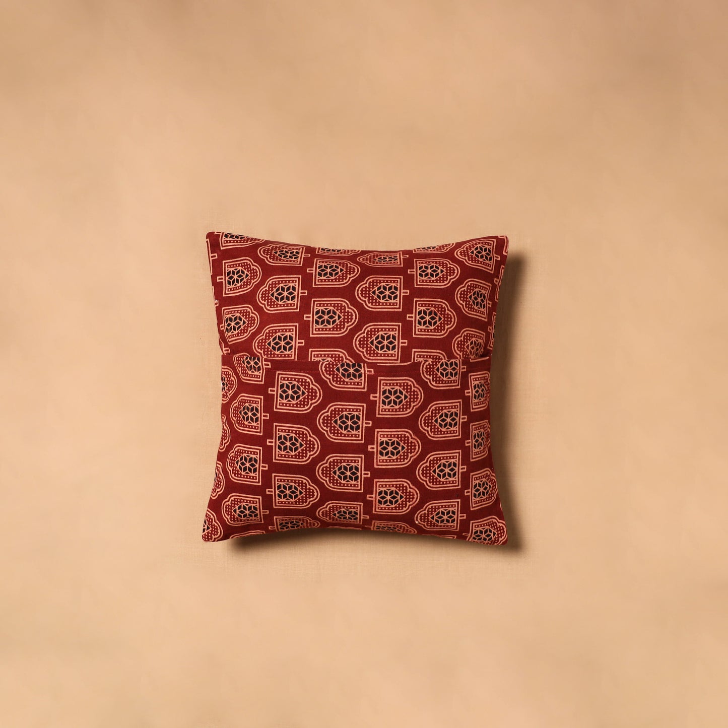 Kutch Tagai Patchwork Ajrakh Cotton Cushion Cover (12 x 12 in) 23