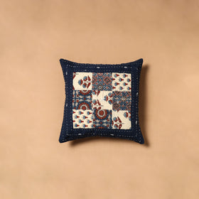 Kutch Tagai Patchwork Ajrakh Cotton Cushion Cover (12 x 12 in) 24
