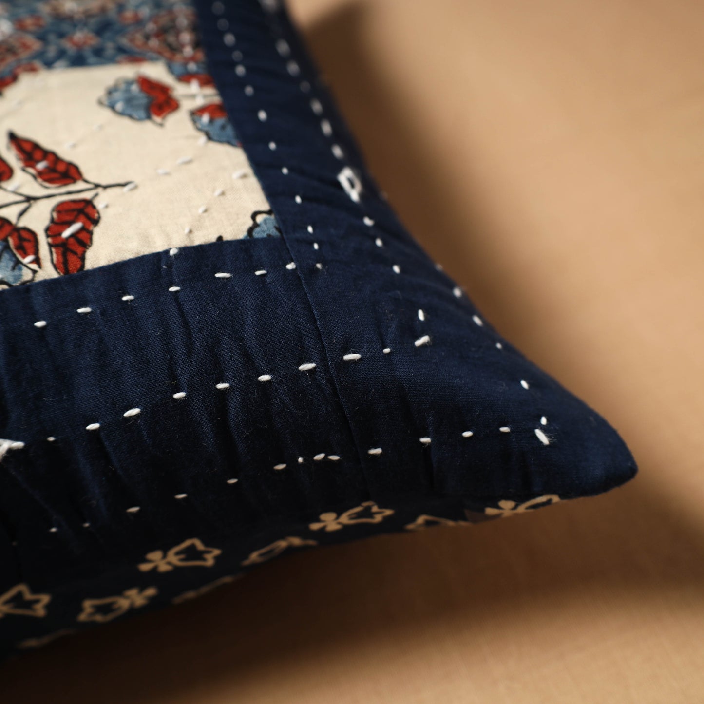 Kutch Tagai Patchwork Ajrakh Cotton Cushion Cover (12 x 12 in) 24