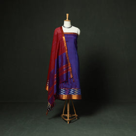 Mangalagiri Handloom Silk Cotton 3pc Unstitched Dress Material Suit Set 02