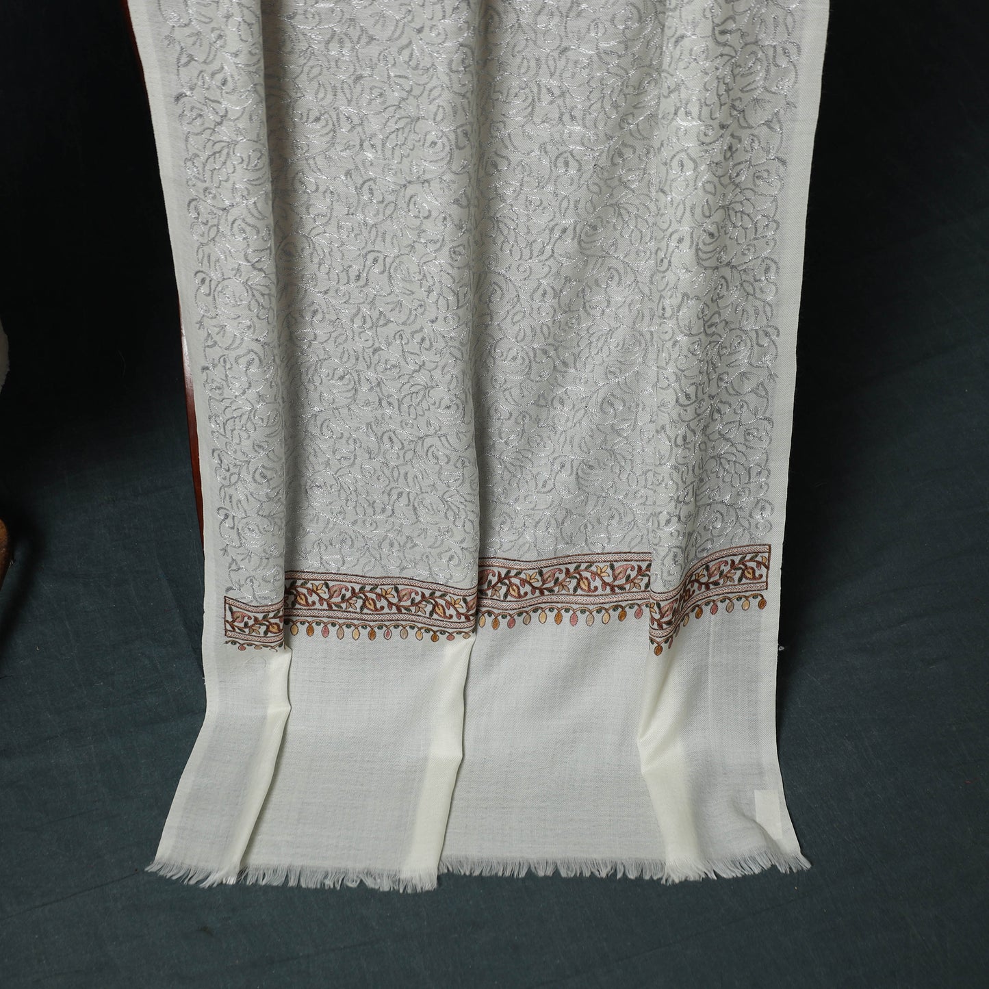 3pc Heavy Chain Stitch Embroidered Wool Unstitched Dress Material Suit Set 58