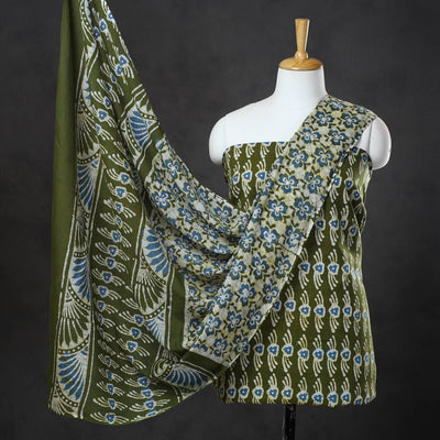 Green - 3pc Kutch Batik Print Cotton Dress Material 07