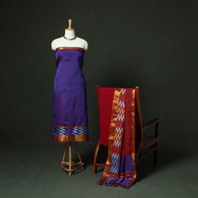 Mangalagiri Handloom Silk Cotton 3pc Unstitched Dress Material Suit Set 02