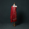 3pc Heavy Embroidered Wool Unstitched Dress Material Suit Set 55